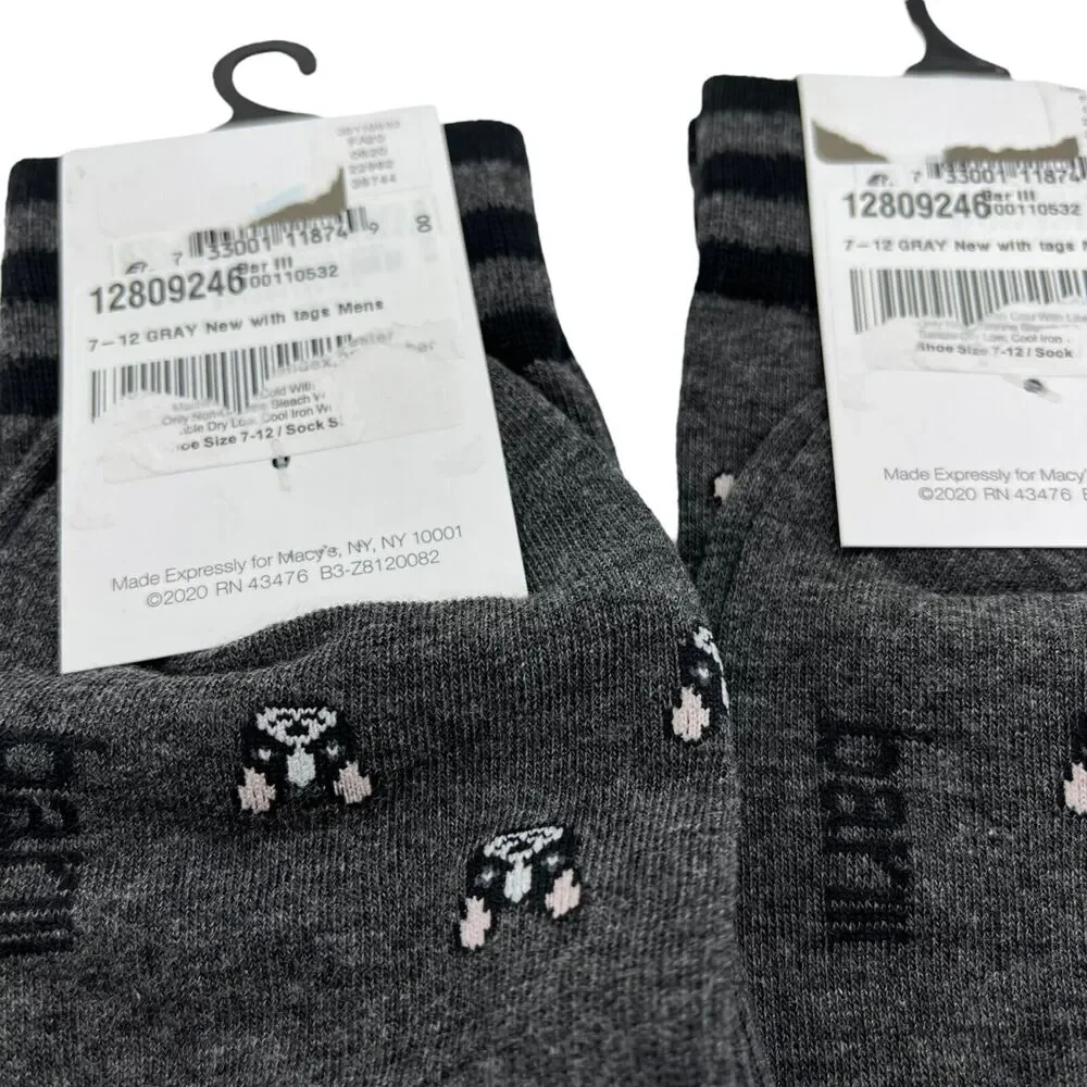 Bar III Men's Bulldog Boxer Frenchie Dog Socks size 7-12 Gray Lot of Three